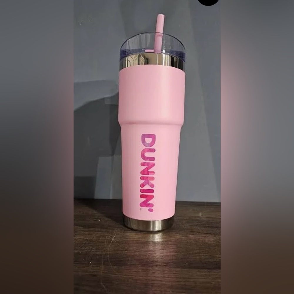 Dunkin' Pink Insulated Tumbler with Straw